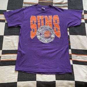 Vintage 1990 Phoenix Suns Basketball Graphic Tee Shirt. Single Stitch. Size L.